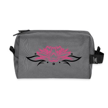 Lotus, Lotusblüte mit Blättern - Recycelte Kulturtasche - Anthrazit - Vorne