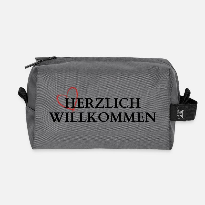 Herzlich Willkommen - Recycelte Kulturtasche - Anthrazit
