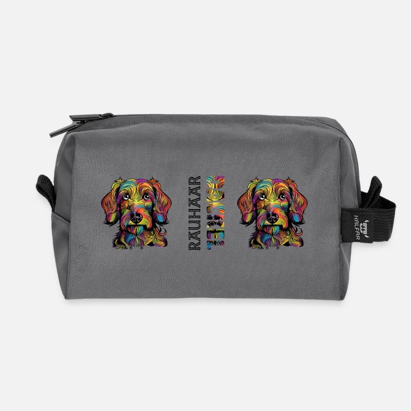 Wire-haired dachshund - Recycled Toiletry Zip Bag - anthracite