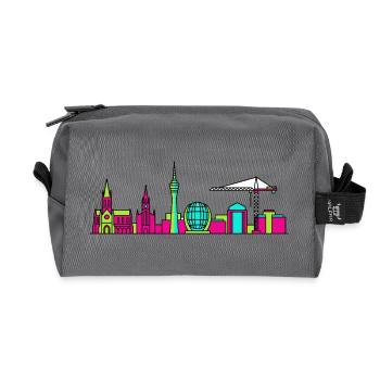Ligne d’horizon de la ville de Glasgow Clyde Arc Modern - Trousse de toilette en tissu recyclé - anthracite - Devant