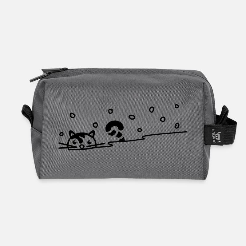 Niedliche Katze im Schnee - Recycelte Kulturtasche - Anthrazit