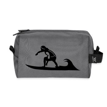 surfer welle surfbrett strand brandung - Recycelte Kulturtasche - Anthrazit - Vorne
