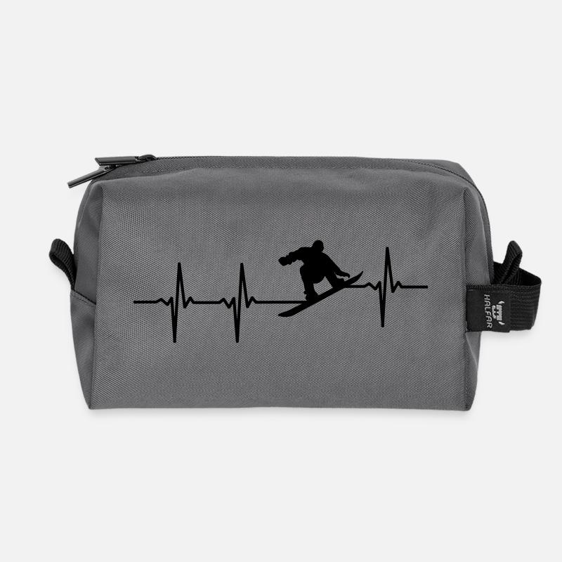 Snowboarder EKG - Recycelte Kulturtasche - Anthrazit