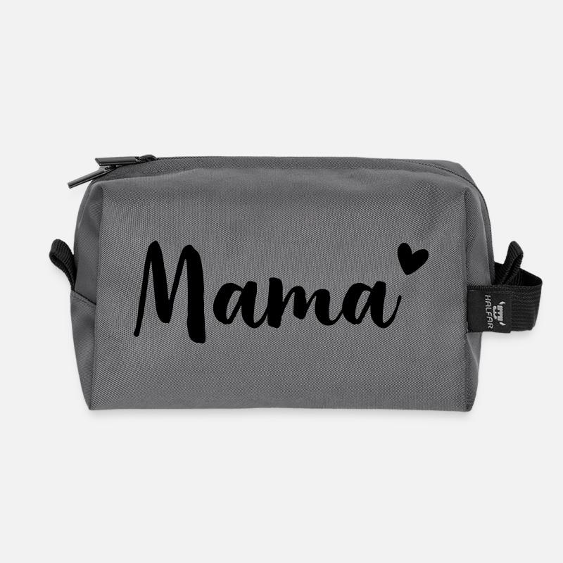 Mama Herz - Geschenkidee - Muttertag Geburtstag - Recycelte Kulturtasche - Anthrazit