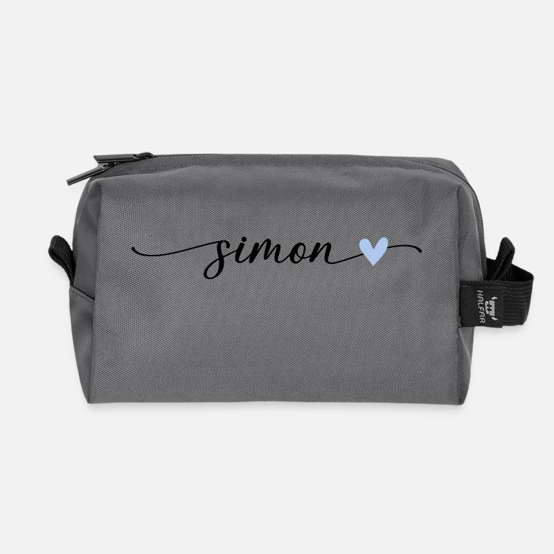 Simon Name Kalligrafie Schrift - Recycelte Kulturtasche - Anthrazit
