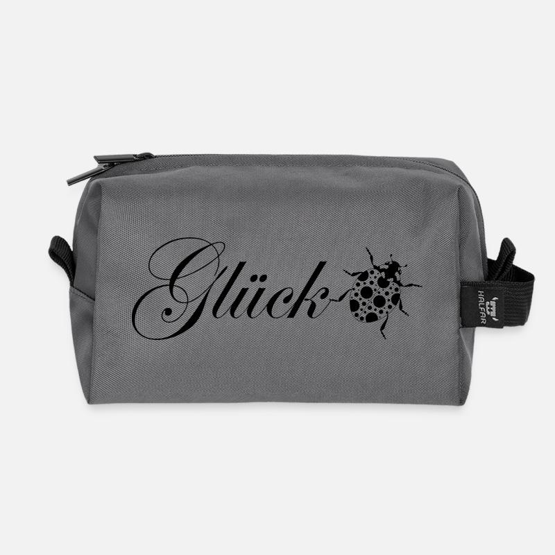Luck / Ladybug / Lucky Charm - Recycled Toiletry Zip Bag - anthracite