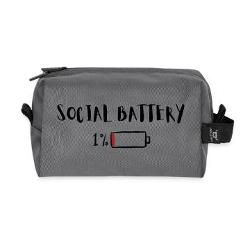 batterie sociale 1 % – Humour Introverti drôle - Trousse de toilette en tissu recyclé - anthracite - Devant