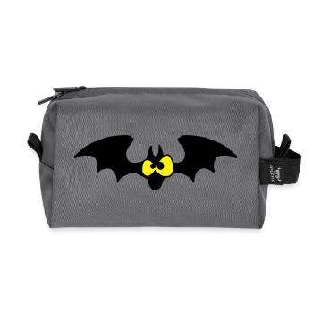 Staring Bat - Two Color Design - Recycled Toiletry Zip Bag - anthracite - Front