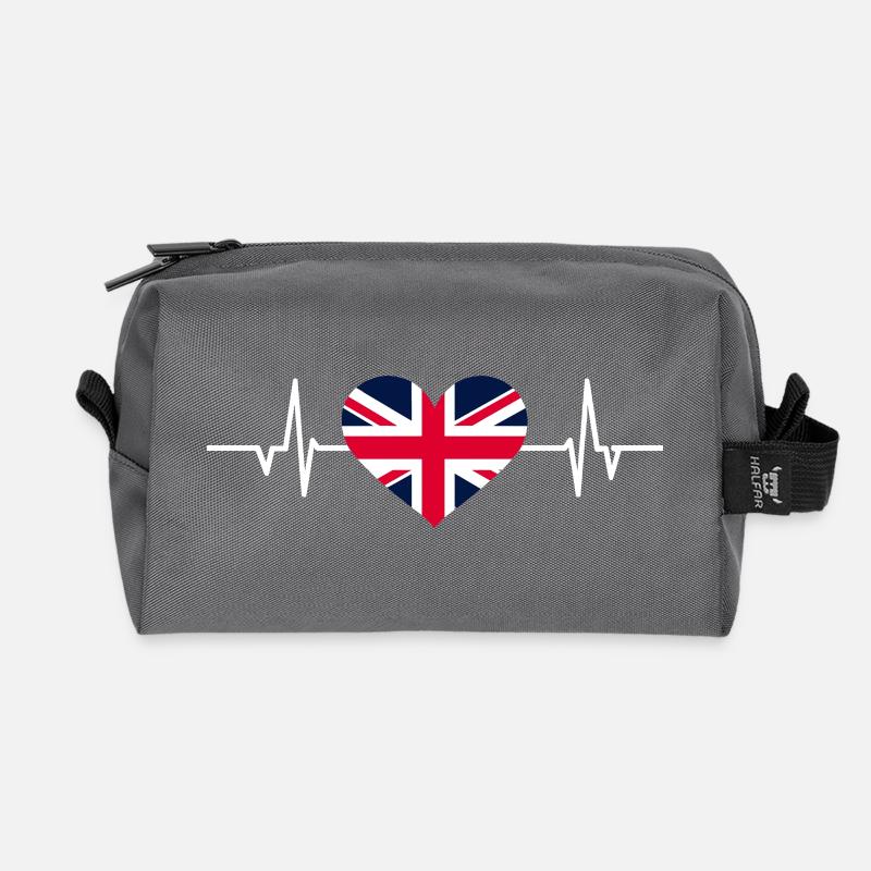 Union Jack Herzschlag - Recycelte Kulturtasche - Anthrazit