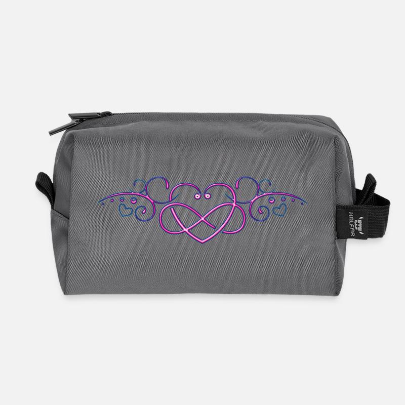 Herzen mit Unendlichkeitszeichen, pink - Recycelte Kulturtasche - Anthrazit
