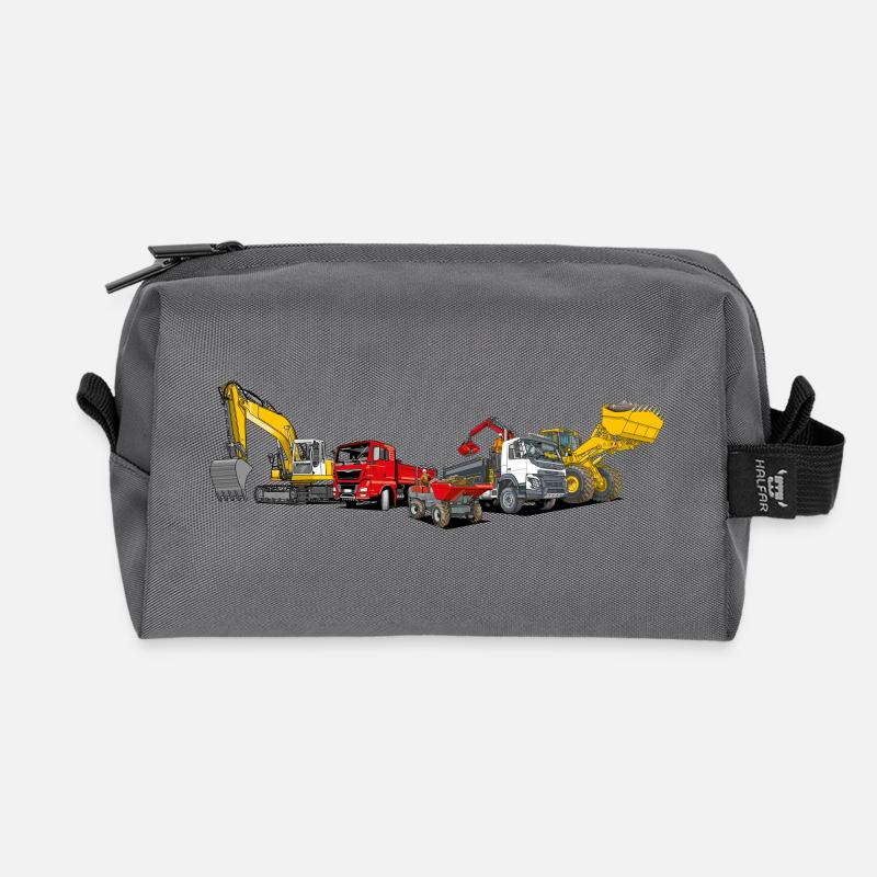 Construction Machinery Fleet - Recycled Toiletry Zip Bag - anthracite