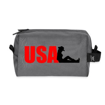 États-Unis - Trousse de toilette en tissu recyclé - anthracite - Devant