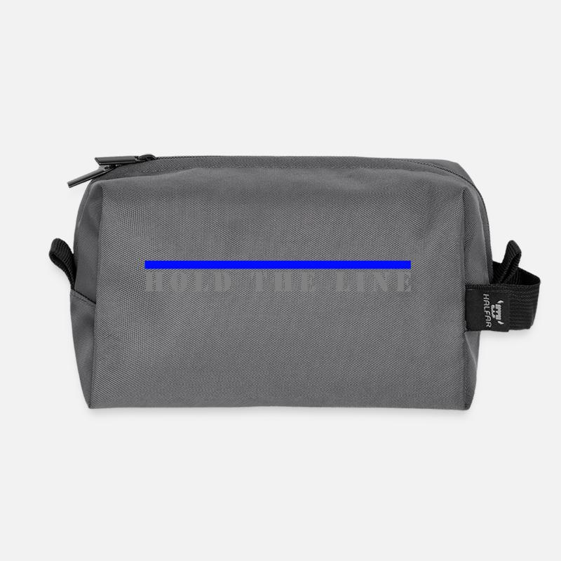Hold the Line, Blaue Linie - Recycelte Kulturtasche - Anthrazit