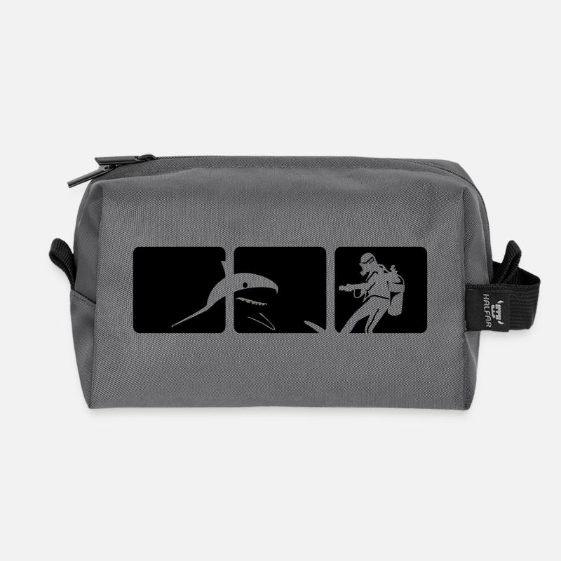 Shark Dive - Recycled Toiletry Zip Bag - anthracite