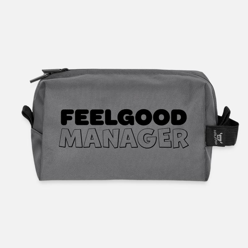 Feelgood Manager Design Tshirt black - Recycelte Kulturtasche - Anthrazit
