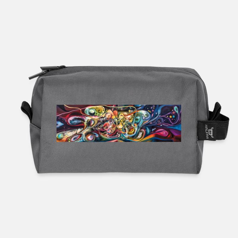 Cosmic Swirl Abstract Nebula - Recycled Toiletry Zip Bag - anthracite