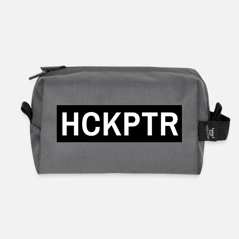 Hackepeter Schriftzug, schwarz, hckptr - Recycelte Kulturtasche - Anthrazit