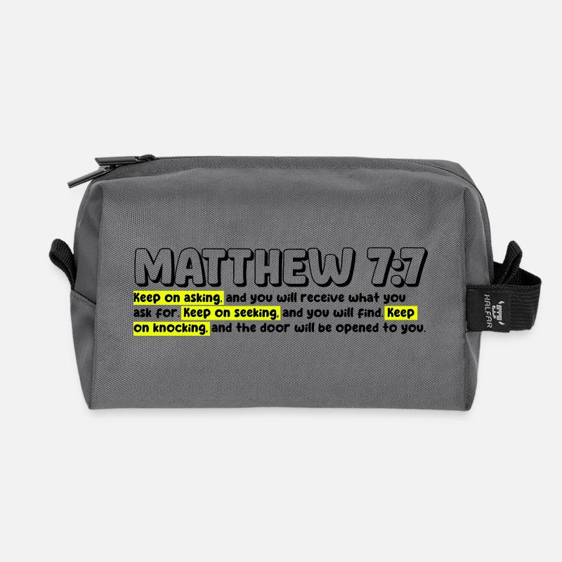 Matthäus 7:7 | Bibelzitat - Recycelte Kulturtasche - Anthrazit