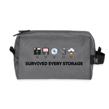 Data Storage Evolution - Tech Icons - Recycled Toiletry Zip Bag - anthracite - Front