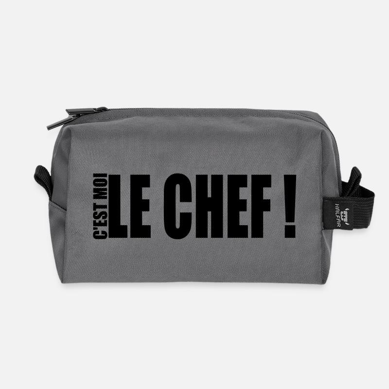 c'est moi le chef ! - Trousse de toilette en tissu recyclé - anthracite