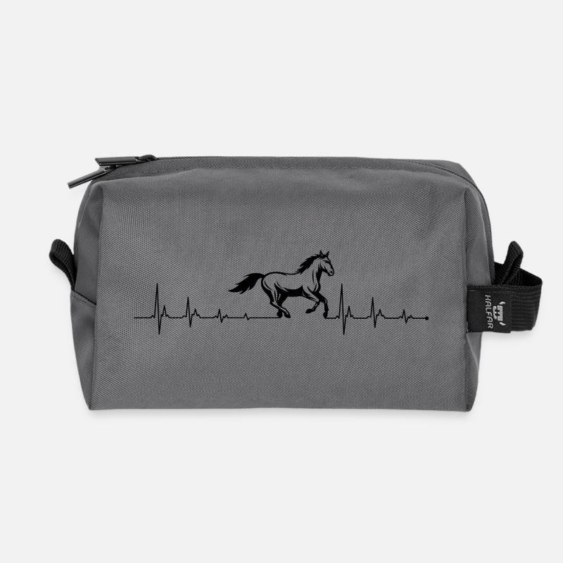 Herzschlag Pferd - Recycelte Kulturtasche - Anthrazit