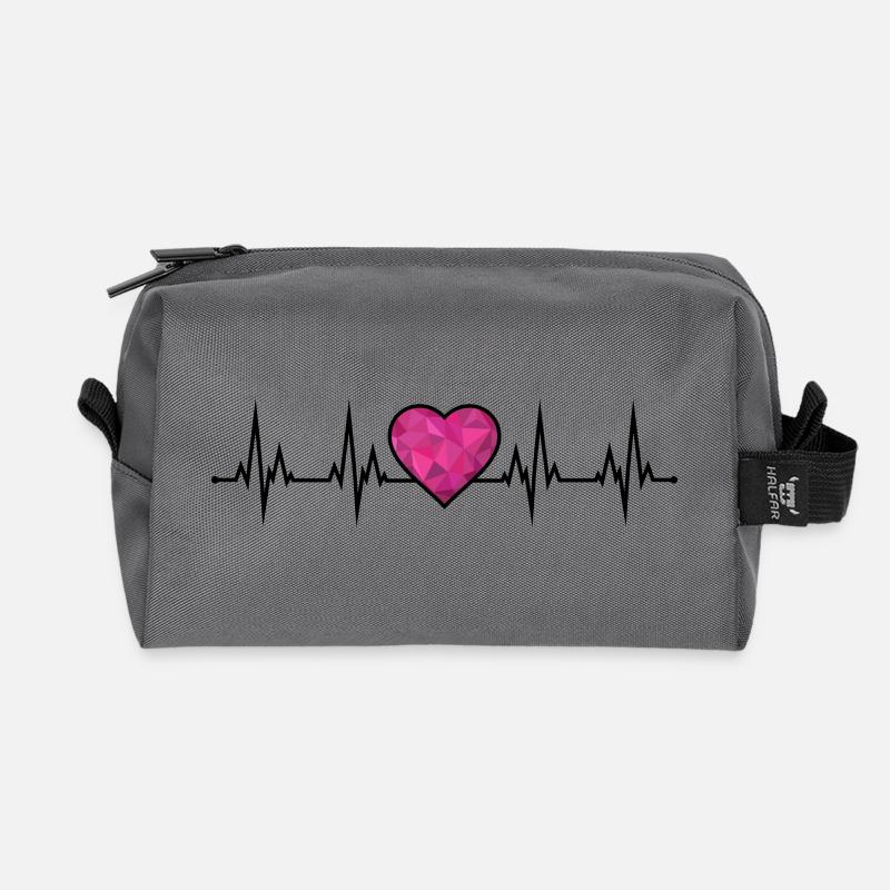 Herzschlag EKG  - Recycelte Kulturtasche - Anthrazit