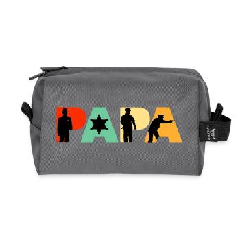 Papa Sheriff Police Officer Law Enforcement Gift - Recycled Toiletry Zip Bag - anthracite - Front