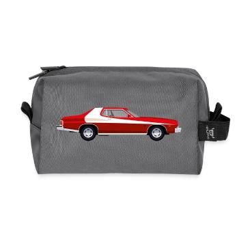Voiture americaine rétro rouge  - Trousse de toilette en tissu recyclé - anthracite - Devant
