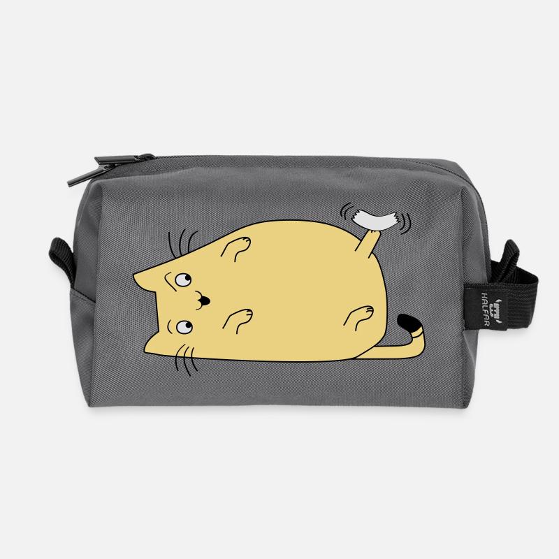Cat with tape - Recycled Toiletry Zip Bag - anthracite