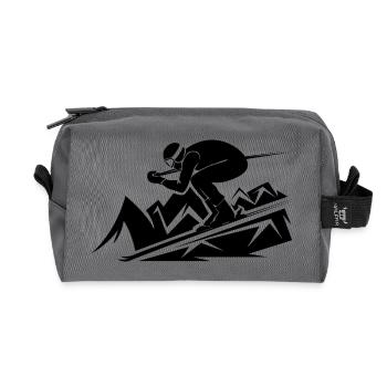 Alpine skiing, downhill, shot run, winter sports team - Recycled Toiletry Zip Bag - anthracite - Front