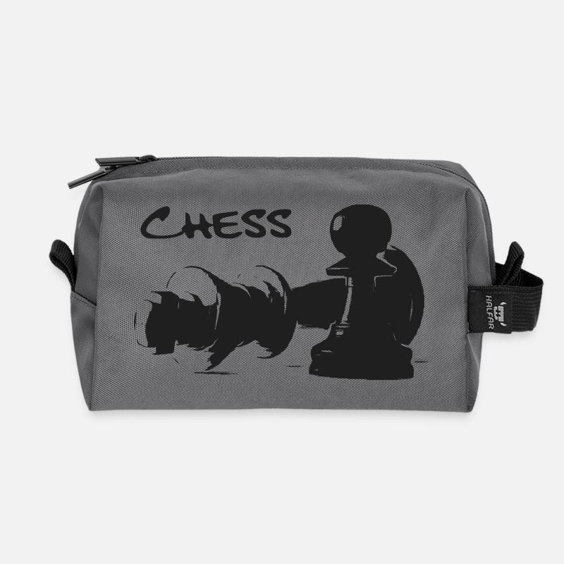 Schach - Bauer und König - Recycelte Kulturtasche - Anthrazit