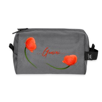 Zwillinge Mohn Klatschmohn Sternzeichen Zwillinge - Recycelte Kulturtasche - Anthrazit - Vorne
