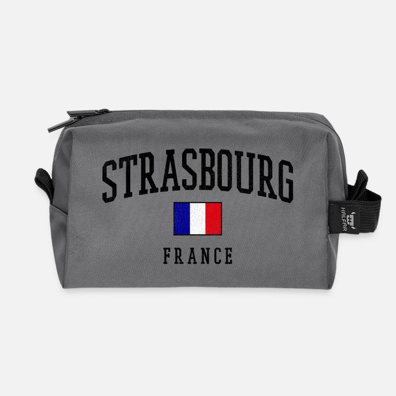 Strasbourg Frankreich – Städte Design mit Flagge - Recycelte Kulturtasche - Anthrazit