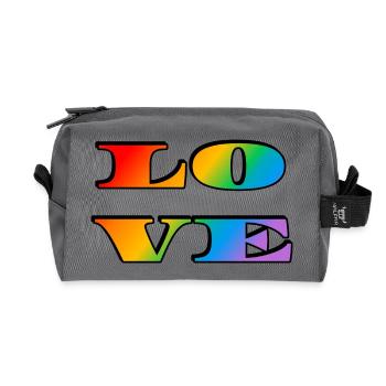 Amour arc-en-ciel rétro - Trousse de toilette en tissu recyclé - anthracite - Devant