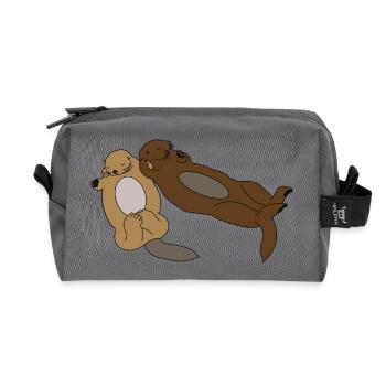Mignonnes loutres endormies - Trousse de toilette en tissu recyclé - anthracite - Devant
