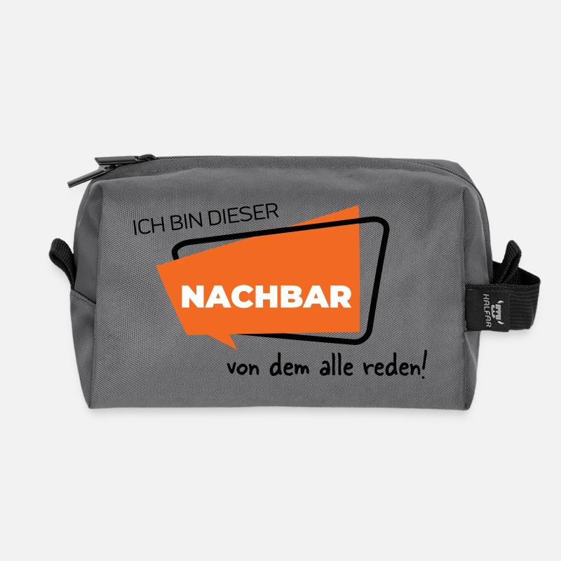 Ich bin dieser Nachbar von dem alle reden - Recycelte Kulturtasche - Anthrazit