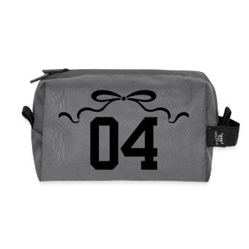 Numéro 4 noeud - 4e anniversaire - Trousse de toilette en tissu recyclé - anthracite - Devant