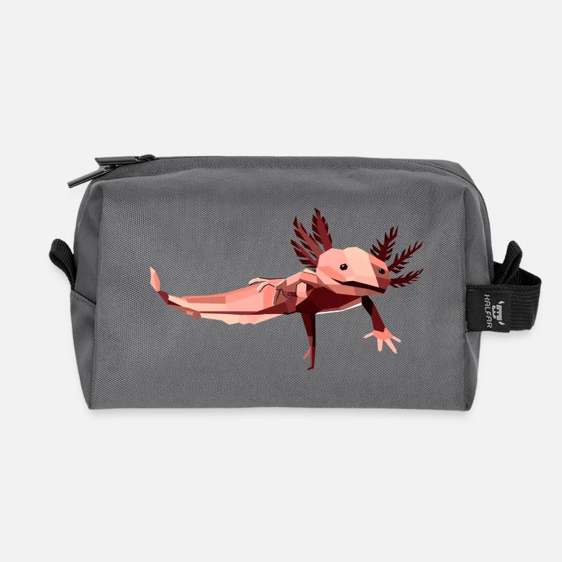 Geometrischer Axolotl mit niedrigem Poly in Rosa - Recycelte Kulturtasche - Anthrazit