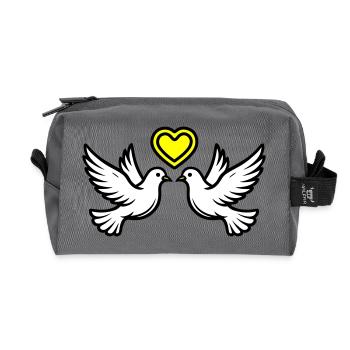Wedding Dove Couple Couple Heart - Recycled Toiletry Zip Bag - anthracite - Front