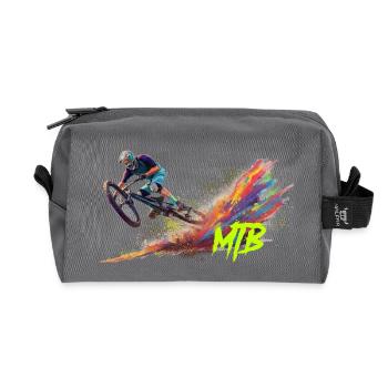 MTB Cyclist on a Color Adventure - Recycled Toiletry Zip Bag - anthracite - Front