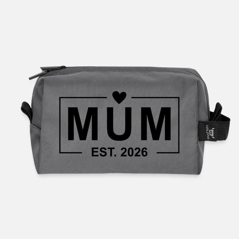 Mum Est. 2026 - Recycled Toiletry Zip Bag - anthracite