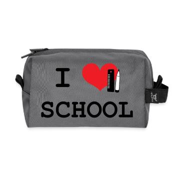 J'aime l'École : Motif Love School Iconique Noir - Trousse de toilette en tissu recyclé - anthracite - Devant