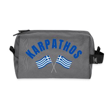 Karpathos with Crossed Greek Flags - Recycled Toiletry Zip Bag - anthracite - Front