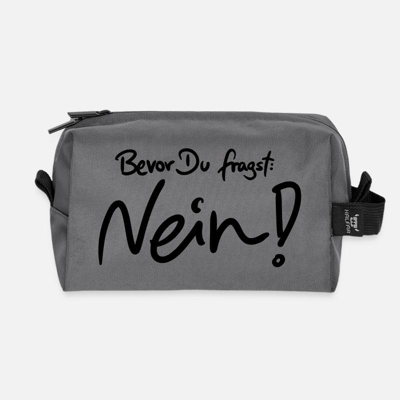 Bevor Du fragst: NEIN! (Das Original) - Recycelte Kulturtasche - Anthrazit