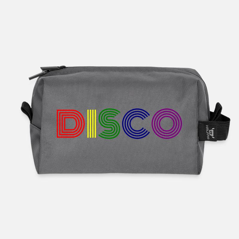 Disco Neon Stripes Retro - Recycled Toiletry Zip Bag - anthracite