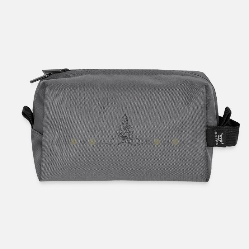Zen Buddha Silhouette auf Schwarz - Recycelte Kulturtasche - Anthrazit