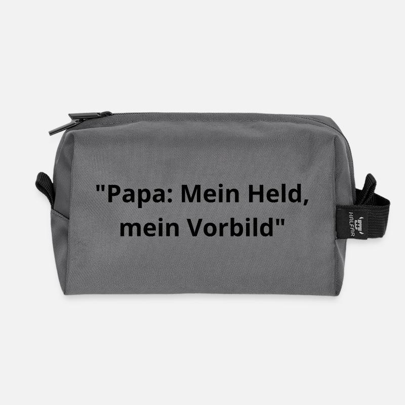 Papa: Mein Held & Vorbild - Recycelte Kulturtasche - Anthrazit