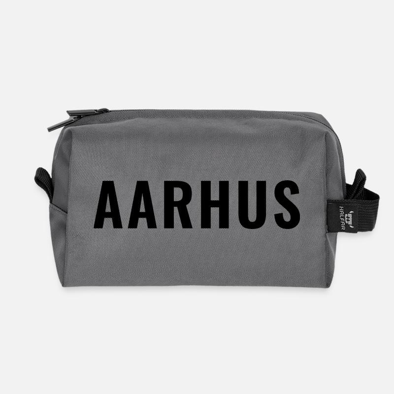 Aarhus Dänemark Minimal Typografie - Recycelte Kulturtasche - Anthrazit