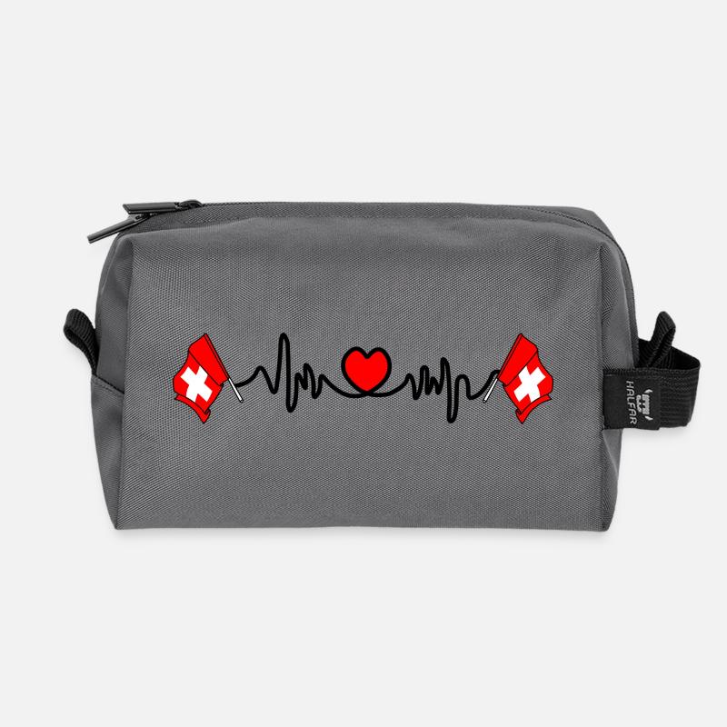 Herzfrequenz-Cardio für die Schweiz - Recycelte Kulturtasche - Anthrazit