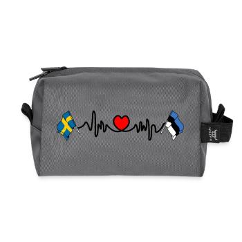 Cardio heart Drapeau Suède, drapeau Estonie - Trousse de toilette en tissu recyclé - anthracite - Devant